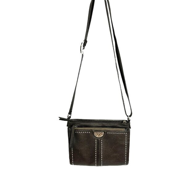 Brighton Organizer Pretty Tough Jagger Studded Crossbody Bag Pewter - Picture 1 of 12